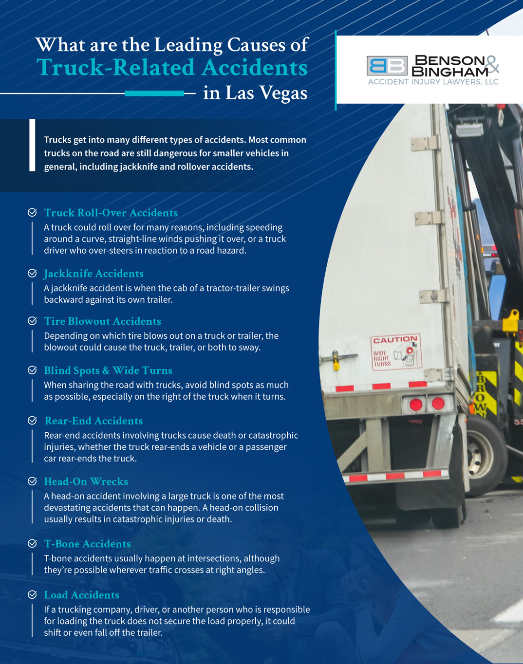 Infographic that shows the leading causes of truck-related accidents in Las Vegas