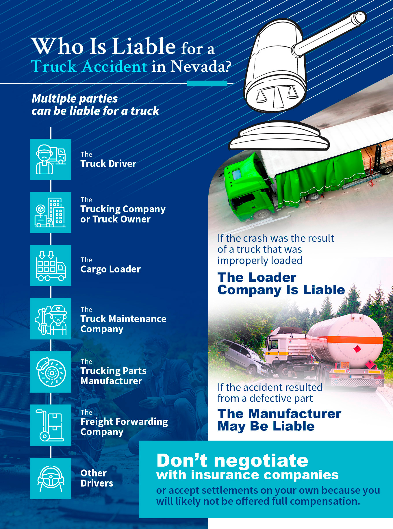 Infographic That Shows Different Parties Who Can Be Responsible Of a Truck Accident In Nevada