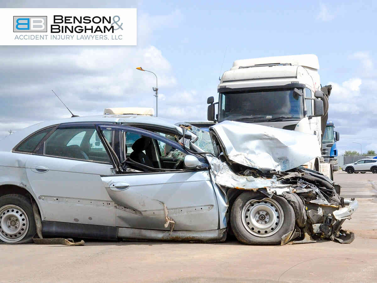 Overturned truck at an intersection in a Truck Accident