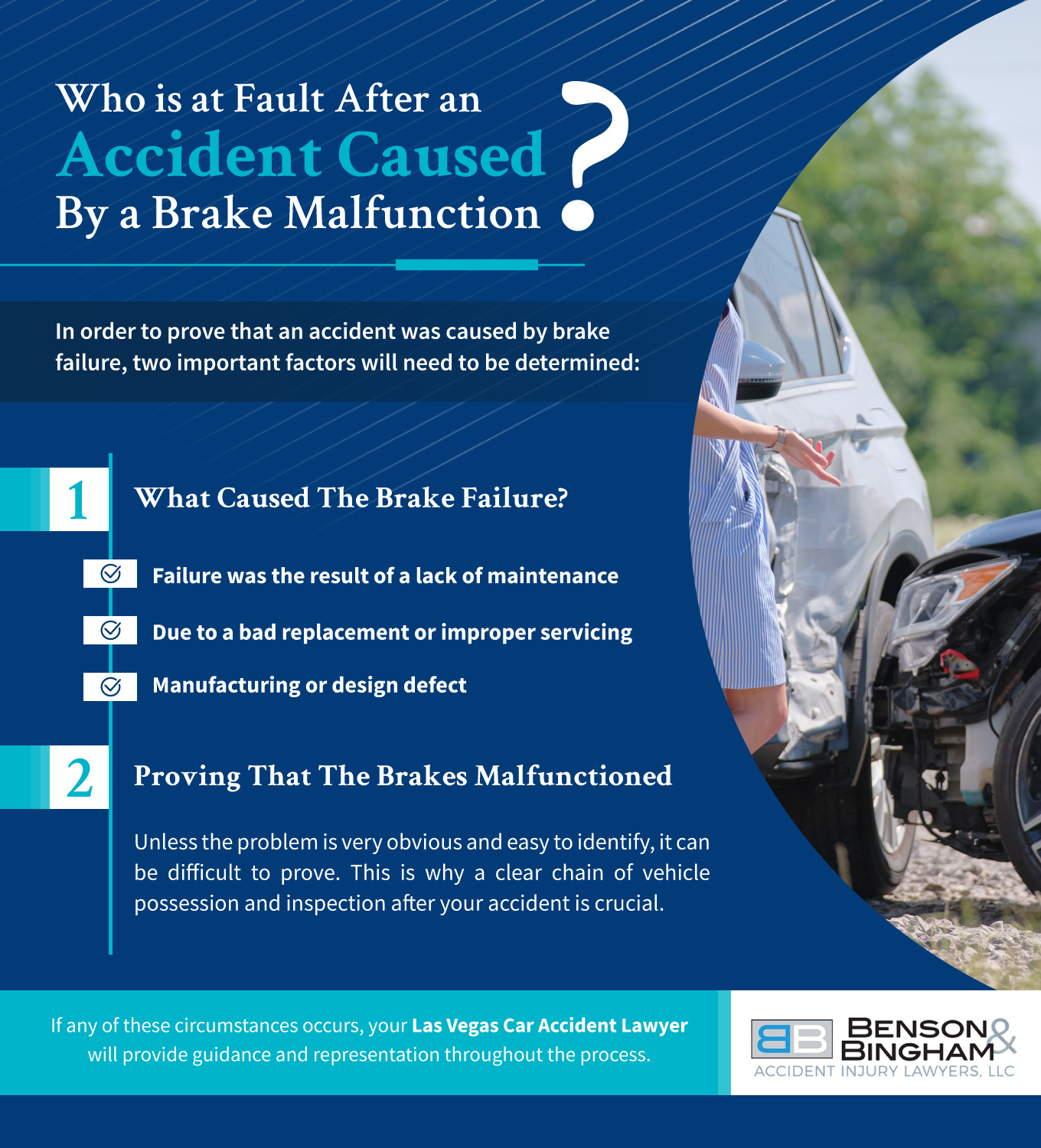 Infographic that shows Who is at Fault After an Accident Caused by a Brake Malfunction