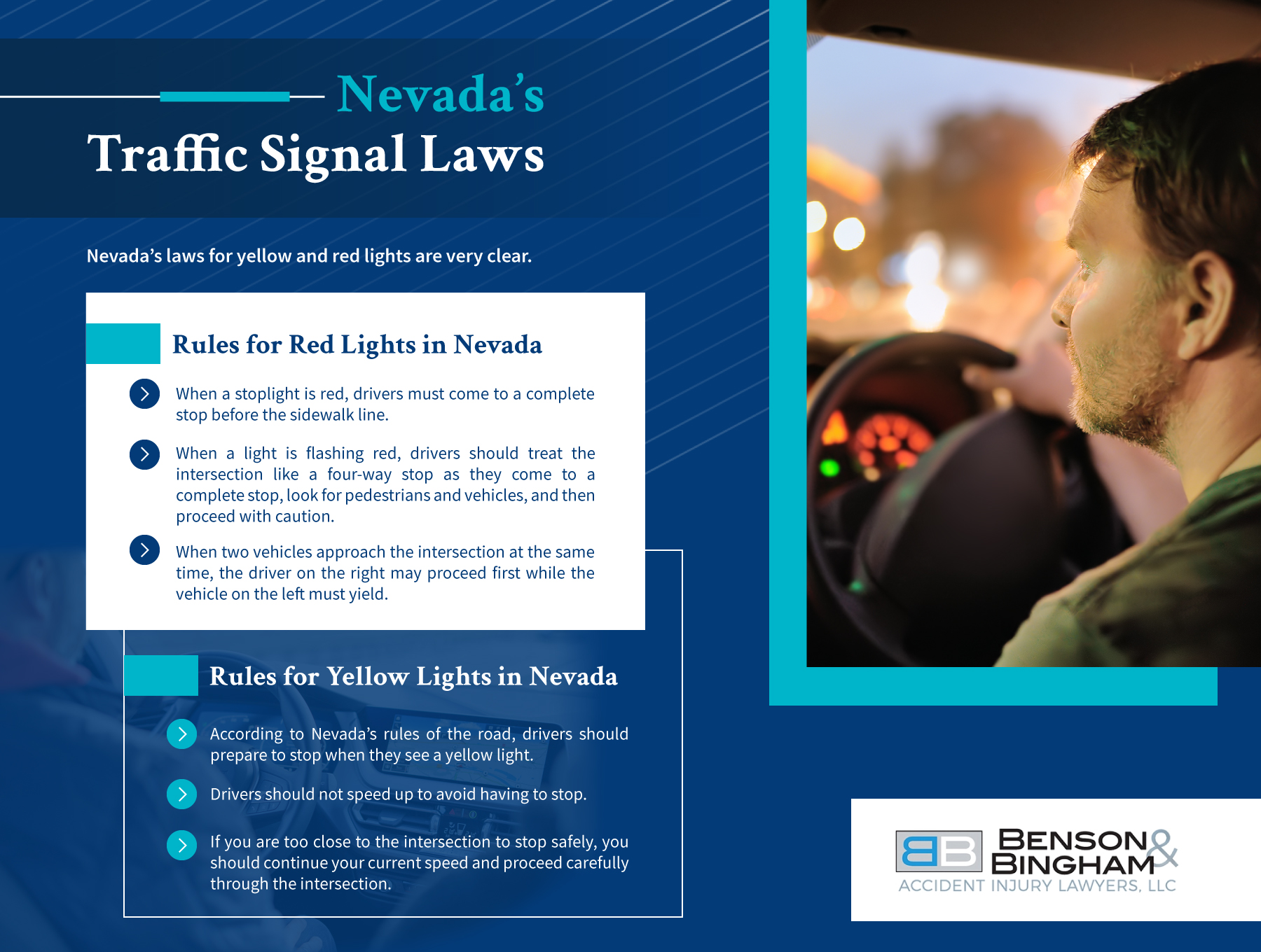 Infographic that shows Nevada's traffic signal laws