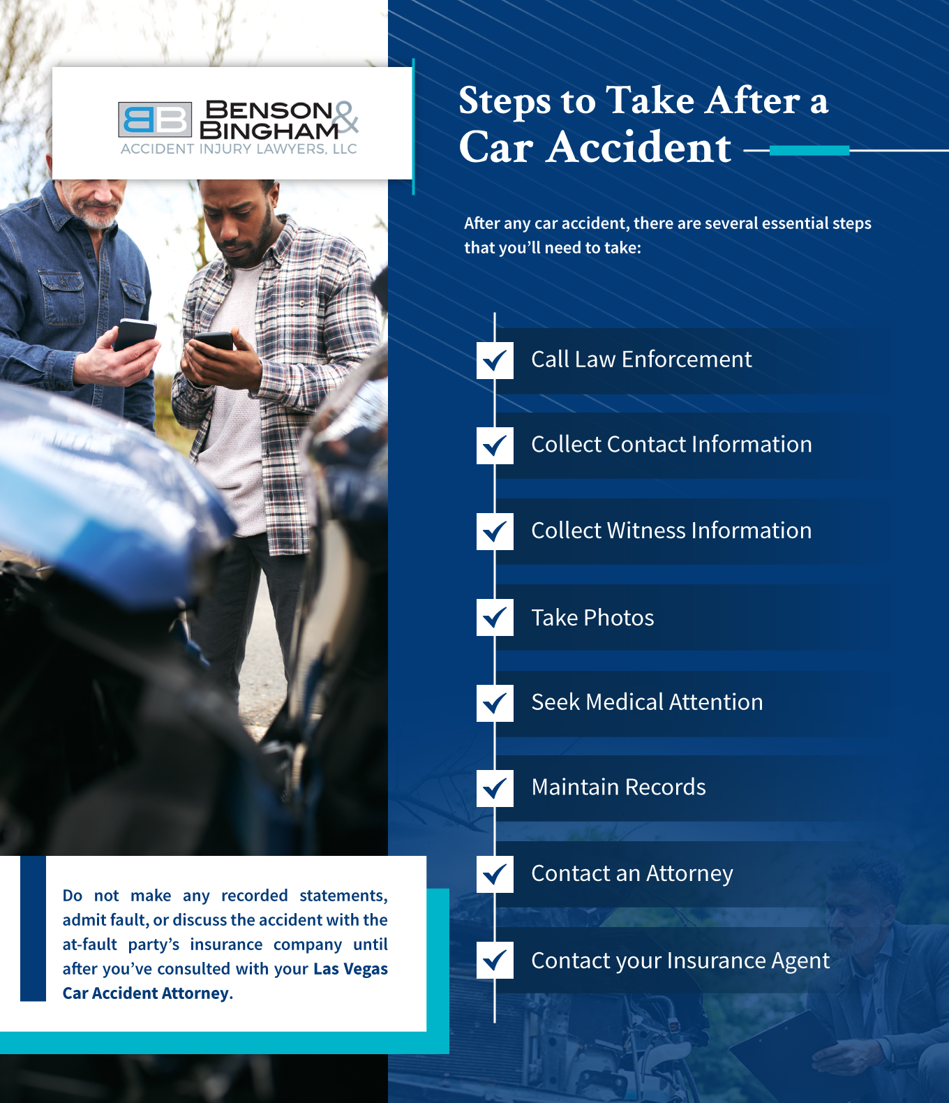 Infographic that shows steps to take care after an accident