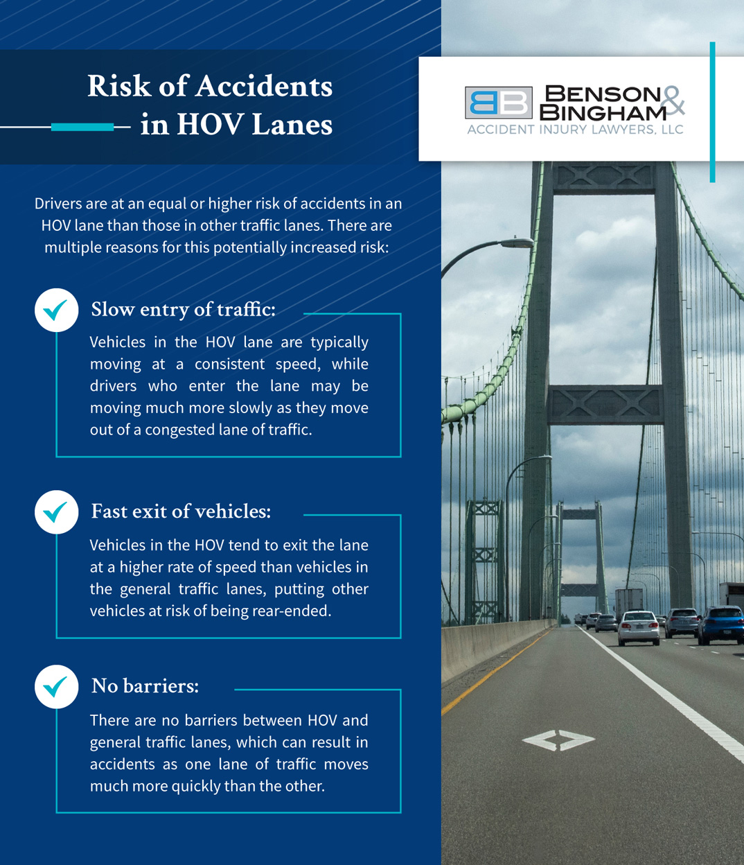 Infographic that shows the risk of accidents in HOV lanes