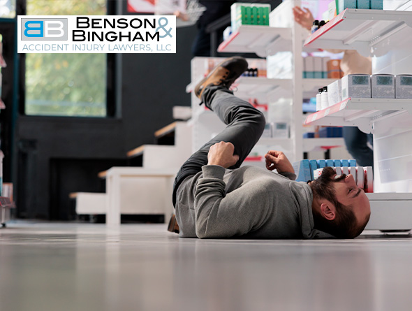 Man lying on the floor after a Retail Store Injury