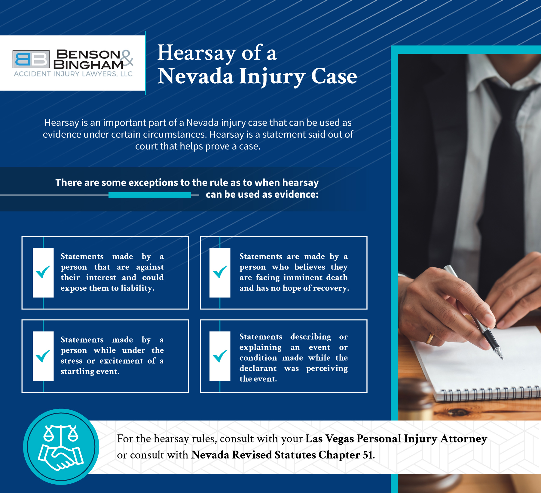 Infographic that explains a hearsay of a Nevada injury case