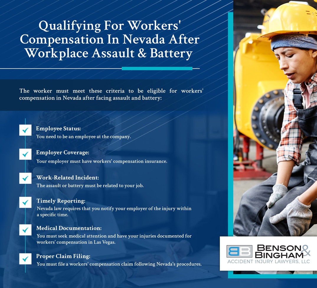 Infographic about Qualifying For Workers’ Compensation In Nevada After Workplace Assault & Battery