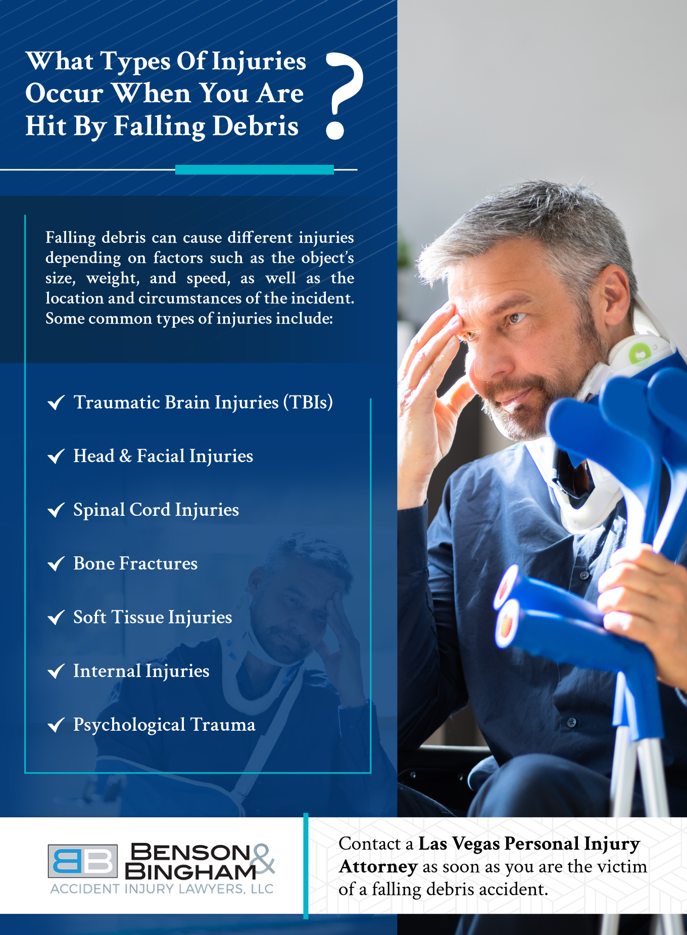 Infographic that explains what Types Of Injuries Occur When You Are Hit By Falling Debris