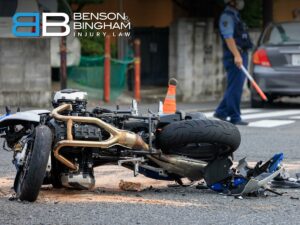 Motorcycle Accident Injury As a Passenger after crash scene